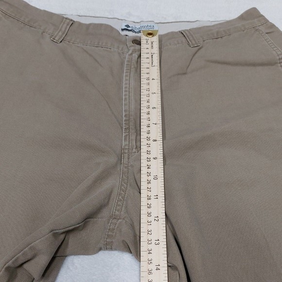 COLUMBIA Canvas Men's Outdoor Hiking Pants Size 36x30 Flat Front Tan Khaki - Picture 8 of 13